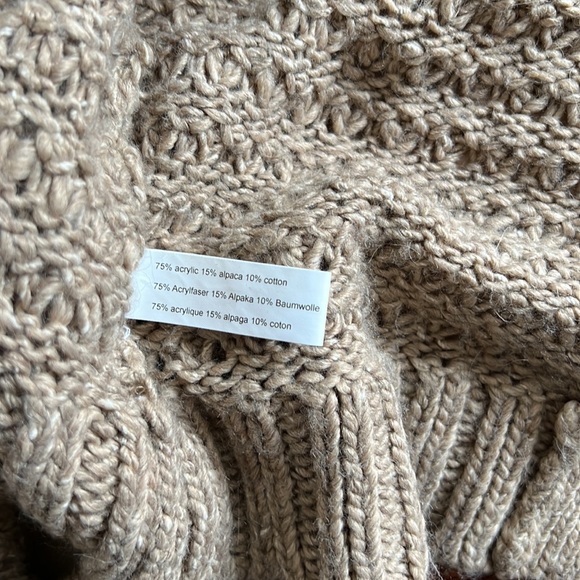 Sandwich_ cardigan / jacket. Knitted alpaca blend. Taupe. Size L - Picture 8 of 9